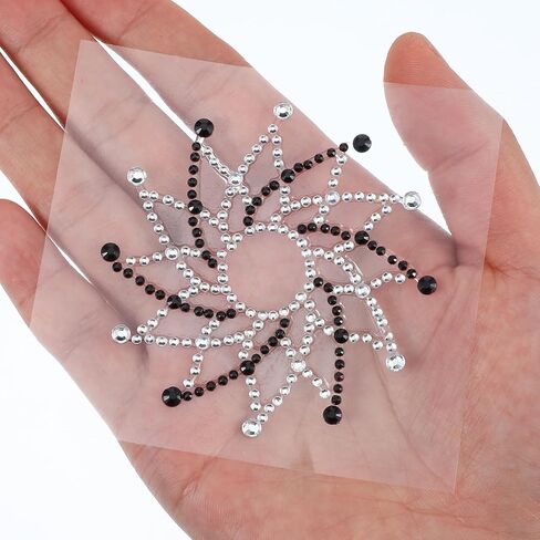 6 Pcs Rhinestone Pasties Crystal Glitter Pasties Nipple Covers Sexy Breast Covers Nipple Pastie Tassel Stickers Body Gems(Black White) in Saudi Arabia