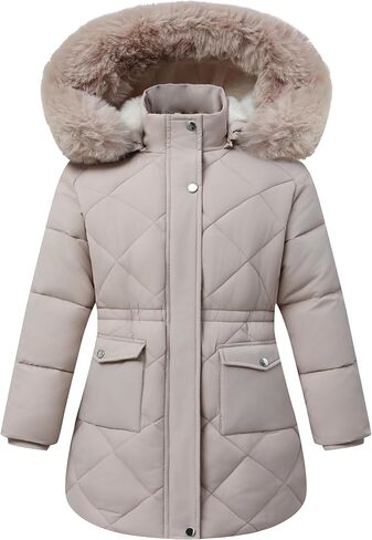 Girls Winter Waterproof Coats Hooded,Kid's Fleece-Lined Snow Parka Insulated Quilted Puffer Jacket in Saudi Arabia