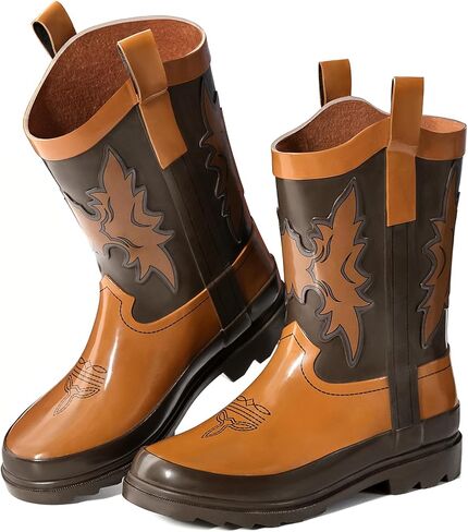 Furuian Western Kids Rain Boots for Boys and Girls Children Waterproof Shoes Cowboy Boots Toddler Rain Boots Water Boots in Saudi Arabia