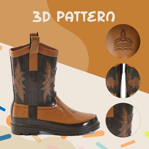 Furuian Western Kids Rain Boots for Boys and Girls Children Waterproof Shoes Cowboy Boots Toddler Rain Boots Water Boots in Saudi Arabia