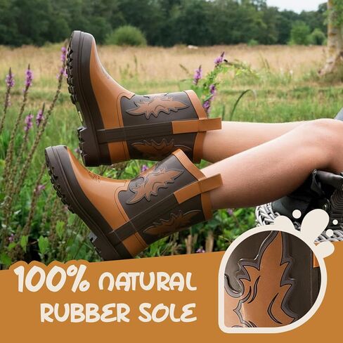 Furuian Western Kids Rain Boots for Boys and Girls Children Waterproof Shoes Cowboy Boots Toddler Rain Boots Water Boots in Saudi Arabia