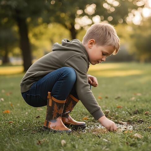 Furuian Western Kids Rain Boots for Boys and Girls Children Waterproof Shoes Cowboy Boots Toddler Rain Boots Water Boots in Saudi Arabia