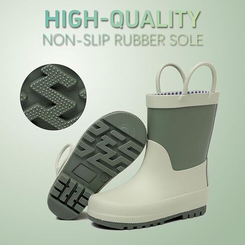 RAINANGEL Toddler Rain Boots with Easy-On Handles, Waterproof, Premium Natural Rubber, Lightweight, Flexible with Traction for Kids in Saudi Arabia