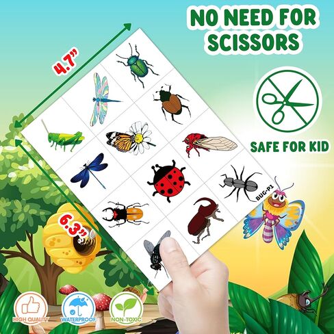 96PCS Bug Temporary Tattoos Pre Cut – Cute Bug Stickers for Kids Toddlers, Ladybug Caterpillar Theme Birthday Party Favors, Spring Summer Decorations, Gifts, Classroom School Prizes (Normal) in Kuwait