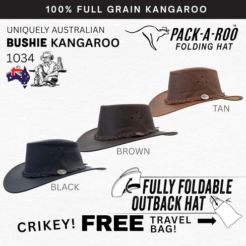 1034 Kangaroo - Australian Kangaroo Leather Cowboy Hat - Foldable, Ultra Light, Durable, Water Resistant in Kuwait