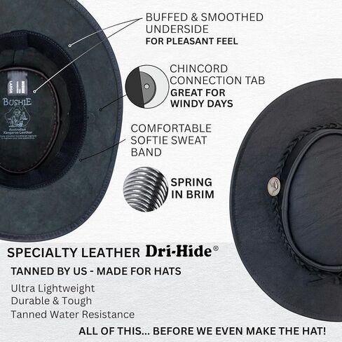 1034 Kangaroo - Australian Kangaroo Leather Cowboy Hat - Foldable, Ultra Light, Durable, Water Resistant in Kuwait