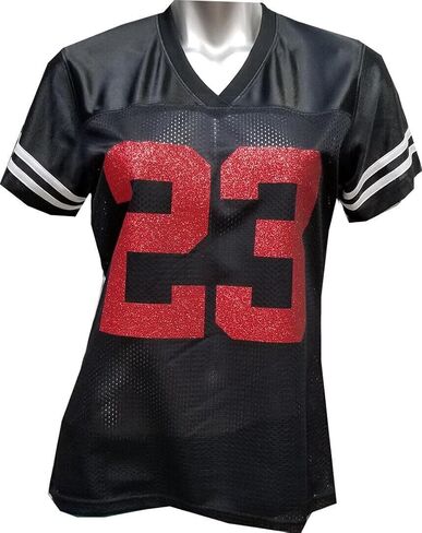 قميص جيرسي نسائي شبكي أسود من Glitterflake Christian McCaffrey مقاس X-Large XL in Kuwait