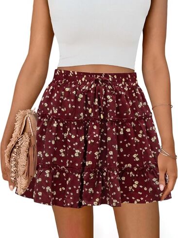 Summer Flowy Shorts for Women Casual Boho Skorts Floral Ruffled Tiered High Waist Mini Skirts 2025 Tennis Golf in Saudi Arabia