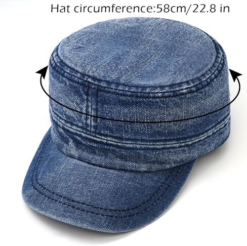 Cadet Army Cap Denim Military Caps Flat Top Hats for Men Women in Saudi Arabia