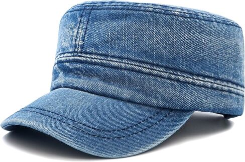 Cadet Army Cap Denim Military Caps Flat Top Hats for Men Women in Saudi Arabia