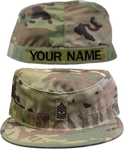 Army Patrol Cap OCP with Sew On Rank and Name Tape USGI in Saudi Arabia