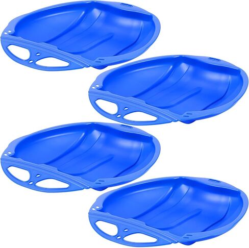 4 Pcs Winter Snow Sleds with Handles 20 inche Heavy Duty Outdoor Snow Saucer Sled Plastic Disc Sleds for Kids Beach Sled Downhill Sledding, Winter Outdoor Sports Red, Blue, Green, Pink in Saudi Arabia