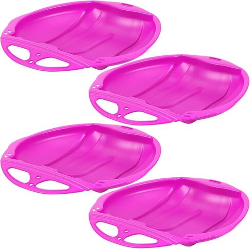 4 Pcs Winter Snow Sleds with Handles 20 inche Heavy Duty Outdoor Snow Saucer Sled Plastic Disc Sleds for Kids Beach Sled Downhill Sledding, Winter Outdoor Sports Red, Blue, Green, Pink in Saudi Arabia