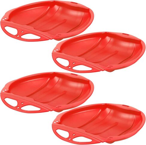 4 Pcs Winter Snow Sleds with Handles 20 inche Heavy Duty Outdoor Snow Saucer Sled Plastic Disc Sleds for Kids Beach Sled Downhill Sledding, Winter Outdoor Sports Red, Blue, Green, Pink in Saudi Arabia