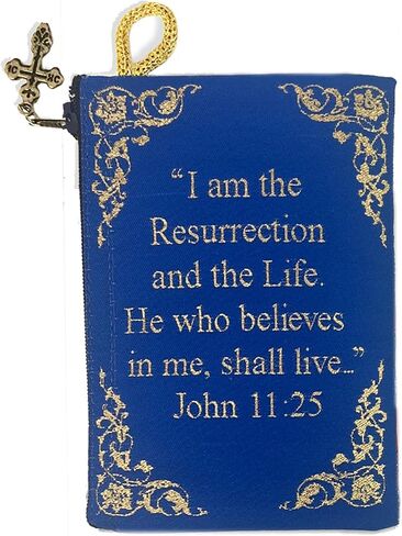 Resurrection of Christ, Tapestry Icon Pouch, Bible Verse Zippered Rosary Case, Double Sided, 5.5 Inches in Saudi Arabia