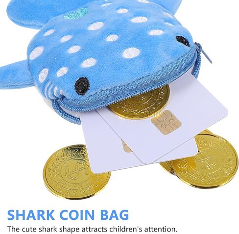 Uonlytech Shark Coin Pouch Zipper Wallet Plush Small Coin Purse for Boys Soft Blue Gray Cute Change Holder for Travel and Everyday Use in Saudi Arabia