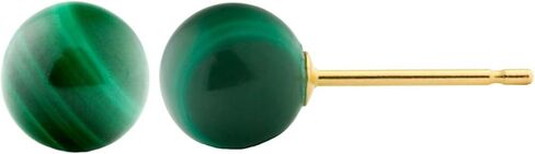 Trustmark 14k الذهب الأصفر الطبيعي 6 مم الملكيت الأخضر الكرة مسمار أقراط in Kuwait