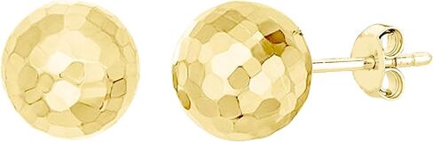 14k Gold Hammered Finish Ball Stud Earrings, 7mm in Saudi Arabia