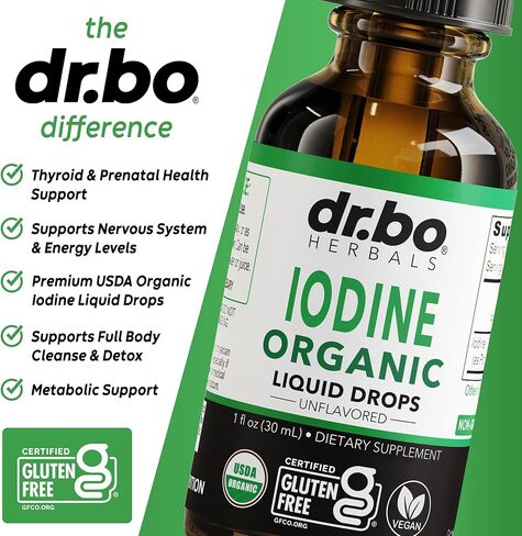 قطرات اليود السائلة يوديد البوتاسيوم - إمداد لمدة عام واحد، مكملات قطرات اليود العضوية النقية والشفافة بالإضافة إلى دعم الغدة الدرقية - مكمل سائل يوديد البوتاسيوم العضوي، صبغة مكملات الغدة الدرقية، 1 أونصة سائلة in Kuwait