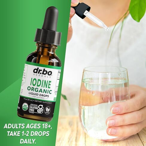 قطرات اليود السائلة يوديد البوتاسيوم - إمداد لمدة عام واحد، مكملات قطرات اليود العضوية النقية والشفافة بالإضافة إلى دعم الغدة الدرقية - مكمل سائل يوديد البوتاسيوم العضوي، صبغة مكملات الغدة الدرقية، 1 أونصة سائلة in Kuwait