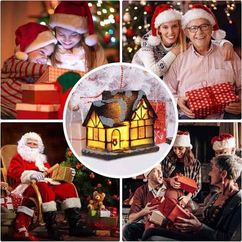 زينة عيد الميلاد قرية منزل ديكور عيد الميلاد فانوس ديكور الراتنج منزل المباني تحصيل تمثال دي نافيداد الديكور مع ضوء LED in Kuwait