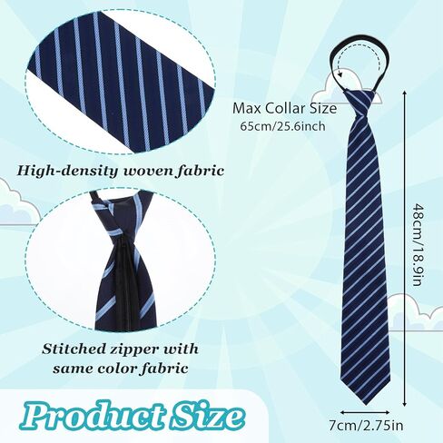 Navy Blue Stripe Zipper School Ties, Formal School Ties for Schools Uniforms, Graduation, Cosplay, Casual in Saudi Arabia