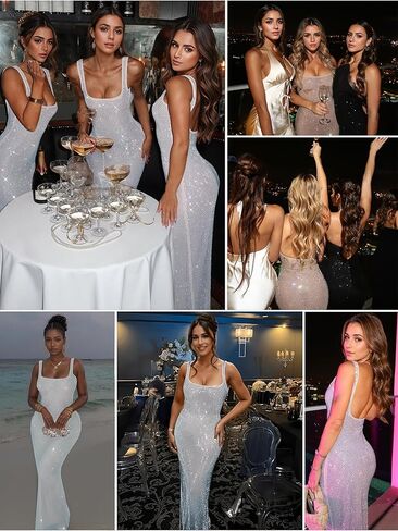 Glitter Mesh Bodycon Dress for Women 2025 Birthday,Bachelorette Party in Saudi Arabia