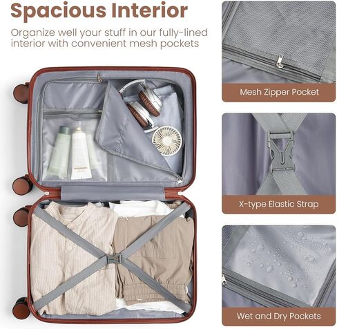 YAMTION Luggage Sets 6 Piece,Hardside 20In Suitcase with Spinner Wheels,TSA Lock,Carry On Suitcase Travel Essentials for Personal Items in Saudi Arabia