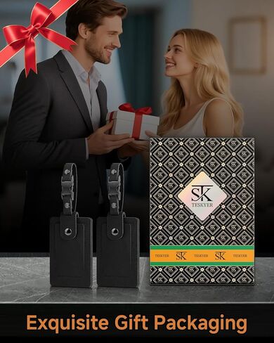 Premium Genuine Leather Luggage Tags for Suitcases - Quick Release, Privacy Protection, Elegant and Durable, Travel Essential Luggage Tag - 2 Pack Black in Kuwait