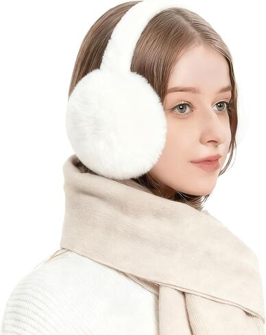 Winter Ear Muffs for Women, Fuzzy Warm Earmuffs Foldable Soft Ear Covers for Women Girls in Saudi Arabia