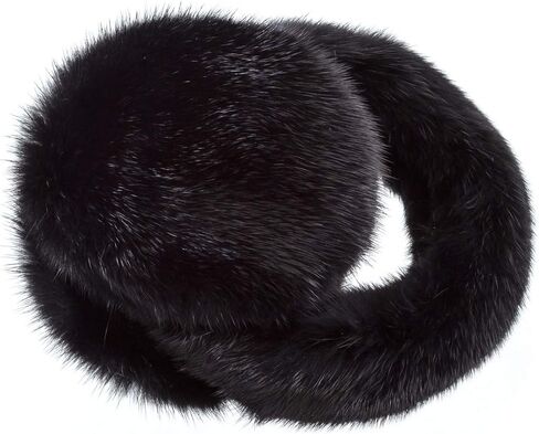 surell Real Mink Women’s Earmuff Fur Halo Band - Real Fur Ear Warmer - Thick Plush Outdoor Headwear for Cold Weather in Saudi Arabia