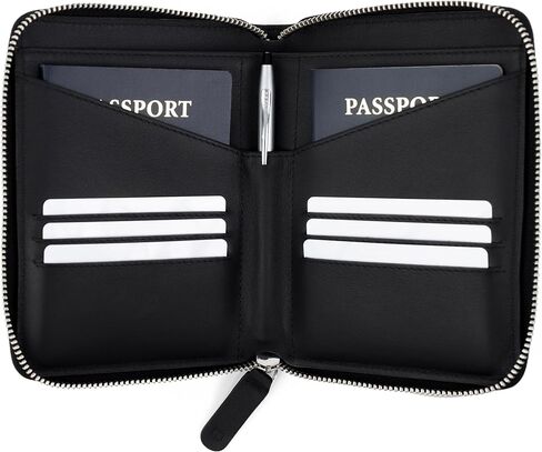 حامل جواز سفر من الجلد المحبب بالكامل لجوازي سفر - حامل جواز سفر مزدوج ومنظم وثائق السفر - محفظة سفر RFID للأزواج - جملي in Kuwait