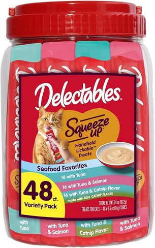 Hartz Delectables Squeeze Up Seafood Variety Pack Lickable Cat Treat, 72 Count in Saudi Arabia