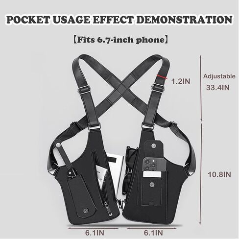 Men's Double Shoulder Armpit Bag, Premium Leather Underarm Anti-Theft Hidden Wallet Pocket, Adjustable & Vintage for Hiking in Saudi Arabia