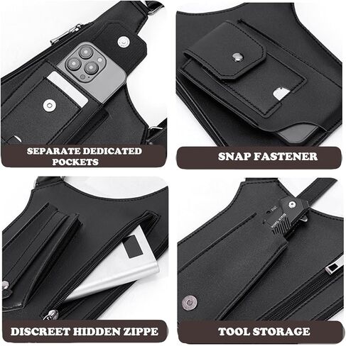 Men's Double Shoulder Armpit Bag, Premium Leather Underarm Anti-Theft Hidden Wallet Pocket, Adjustable & Vintage for Hiking in Saudi Arabia