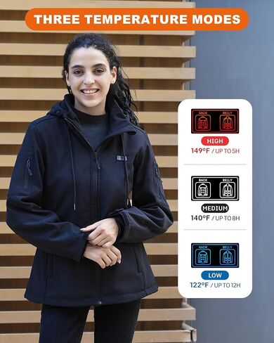 Heated Jacket for Women with Βαtterγ Pack, Winter Outdoor Soft Shell Windproof Women's Heated Jacket Coat Slim Fit in Saudi Arabia