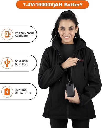 Heated Jacket for Women with Βαtterγ Pack, Winter Outdoor Soft Shell Windproof Women's Heated Jacket Coat Slim Fit in Saudi Arabia