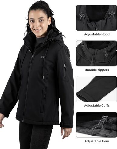 Heated Jacket for Women with Βαtterγ Pack, Winter Outdoor Soft Shell Windproof Women's Heated Jacket Coat Slim Fit in Saudi Arabia