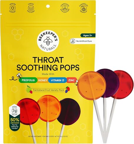 مصاصات ألياف البريبايوتيك للأطفال من Beekeeper's Naturals - مكمل ألياف تم تركيبه بواسطة الطبيب، يدعم انتظام الجهاز الهضمي، 3 جم من الألياف والعسل، حزمة متنوعة من التوت والكرز الحلو، 15 قيراط in Kuwait