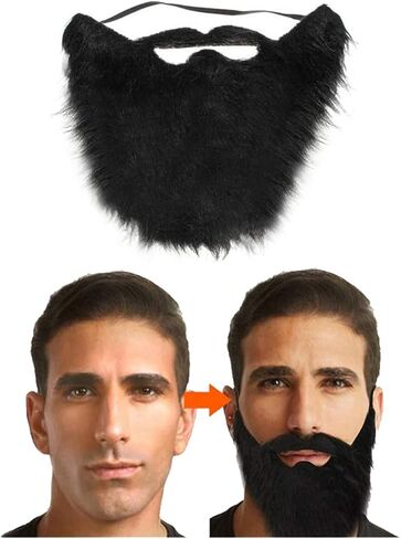 Halloween Fake Beard, Men Costume Party Funny Costume Beard, Black Chong Beard Mustache Halloween Wig in Saudi Arabia