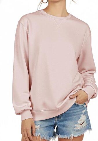 Sweatshirt for Women Color Block & Solid - Cozy Long Sleeve Crewneck Top | Soft Casual Fall Wear in Saudi Arabia