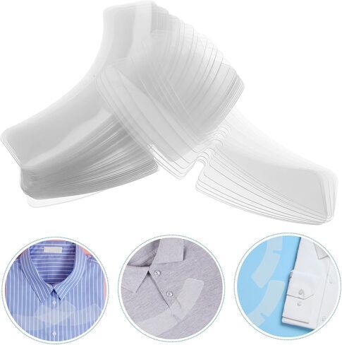 100 قطعة من طوق القميص الشفاف، يبقى دعم التثبيت من البلاستيك العملي للرجال والنساء، قمصان قابلة لإعادة الاستخدام، شكل طوق لخط عنق أنيق in Kuwait