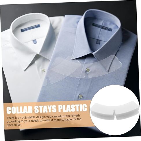 100 قطعة من طوق القميص الشفاف، يبقى دعم التثبيت من البلاستيك العملي للرجال والنساء، قمصان قابلة لإعادة الاستخدام، شكل طوق لخط عنق أنيق in Kuwait