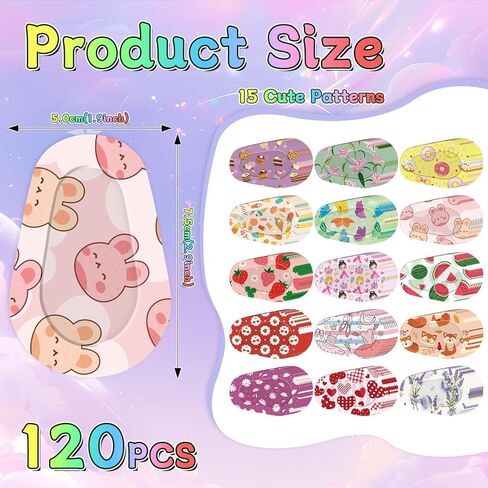 120 قطعة من رقعات العين اللاصقة للأطفال والبنات، مصنوعة من القطن الناعم المسامي، مع تصميمات نمطية لطيفة، 15 تصميمًا لكل منها 8 قطع in Kuwait