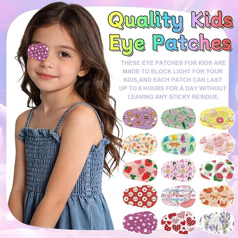 120 قطعة من رقعات العين اللاصقة للأطفال والبنات، مصنوعة من القطن الناعم المسامي، مع تصميمات نمطية لطيفة، 15 تصميمًا لكل منها 8 قطع in Kuwait