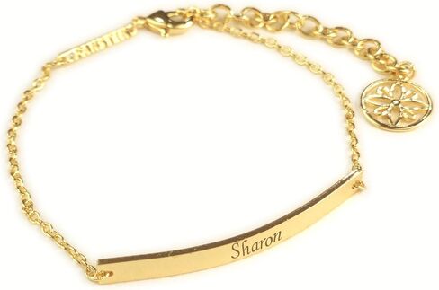 16K Gold Name Bar Engraved Bracelet, Handmade Plated gold jewelry for Women, Personalized gift Gold Plated bar, Mother's Day Gift, Friendship, Wedding Jewelry, in Saudi Arabia