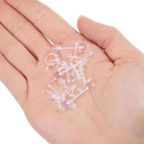 29 قطعة من مثبتات الثقب الشفافة للعمليات الجراحية - مثبتات ثقب شفافة من الأكريليك - أقراط مرصعة للأنف، مجموعة مجوهرات من الأكريليك لرياضات العمل in Kuwait