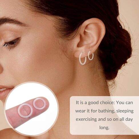 24PCS Clear Cartilage Tragus Hoop Earrings, 16 Gauge Clear Nose Studs for Work, Lobe Earrings Daith Retainer, Flexible Lip Plastic Earring Studs for Sport Surgery in Saudi Arabia