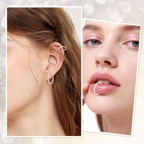 24PCS Clear Cartilage Tragus Hoop Earrings, 16 Gauge Clear Nose Studs for Work, Lobe Earrings Daith Retainer, Flexible Lip Plastic Earring Studs for Sport Surgery in Saudi Arabia