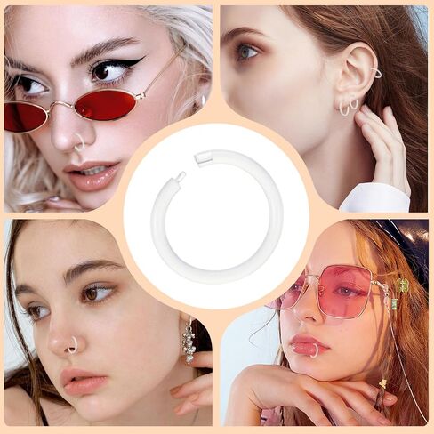 24PCS Clear Cartilage Tragus Hoop Earrings, 16 Gauge Clear Nose Studs for Work, Lobe Earrings Daith Retainer, Flexible Lip Plastic Earring Studs for Sport Surgery in Saudi Arabia